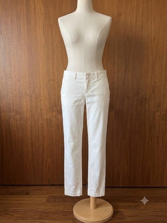 Vince Pants - VINCE. Cream White Cotton Stretch Chino Pants Trousers 6 Classic Crop Slim